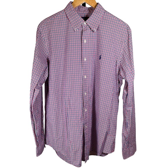 Ralph Lauren Other - Ralph Lauren Men's Large Gingham Button‎ Down Shirt Long Sleeve Red Blue Check